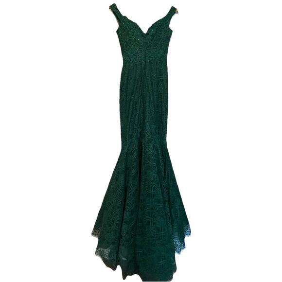 Royal Queen Formal Dress Womens 4 Hunter Green Mermaid Sparkle Prom HOCO Train - Picture 2 of 8